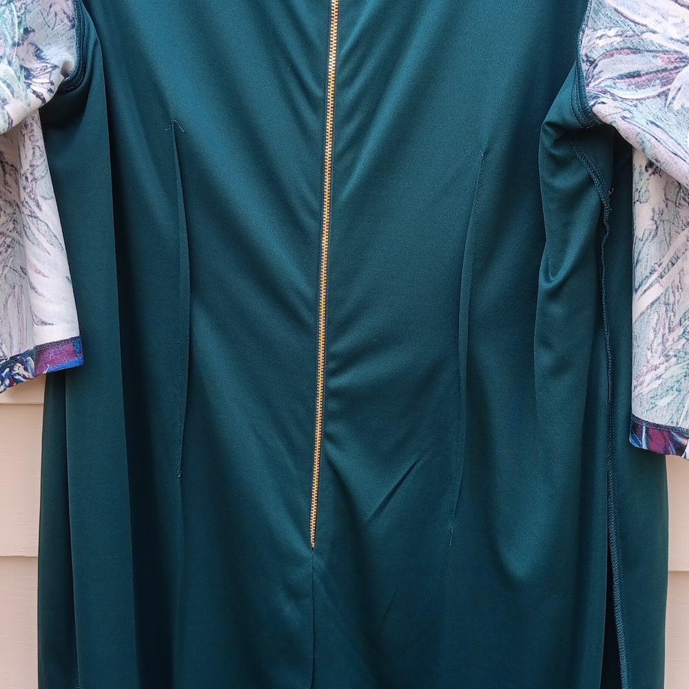 ELIZA J Green Floral Print Dress with 3/4 Sleeve & Back Zipper - 18W - Picture 9 of 9